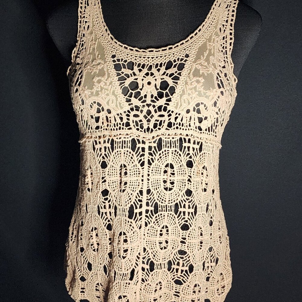 Bn (1x) sleeveless crochet like see thru top "Say What" @ Macy's, 100% cotton